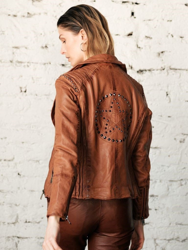Biker Cuero Estrella Camel - Bor spa