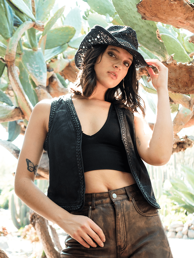 Bolero De Cuero Jaspe Negro - Bor spa