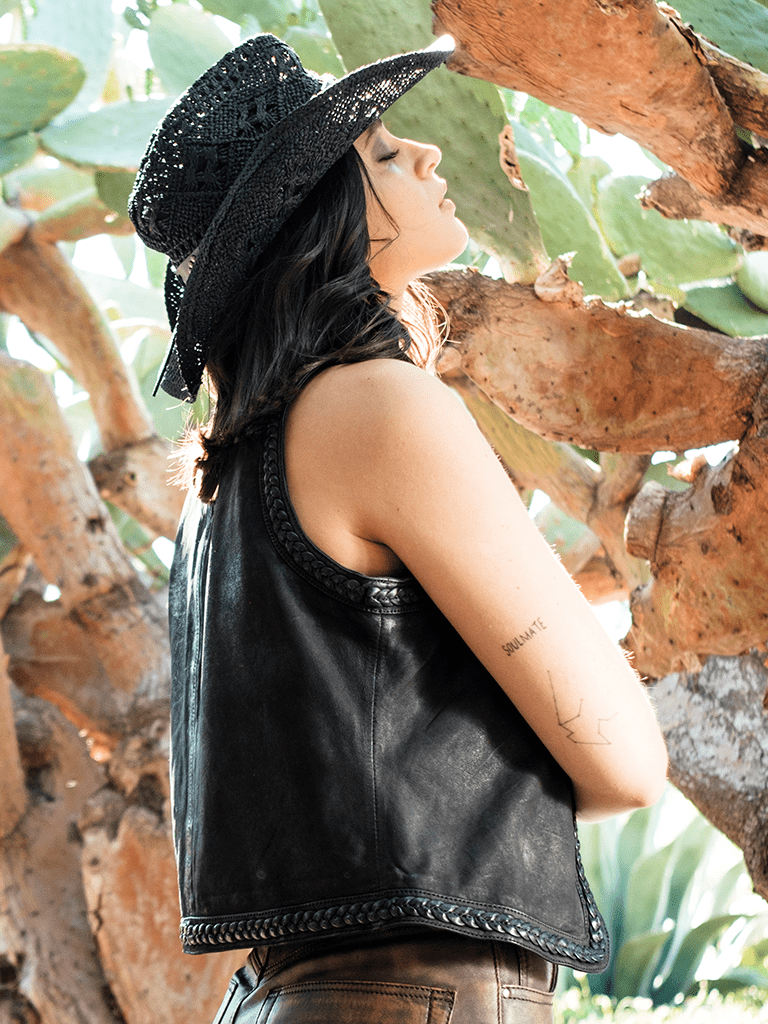 Bolero De Cuero Jaspe Negro - Bor spa