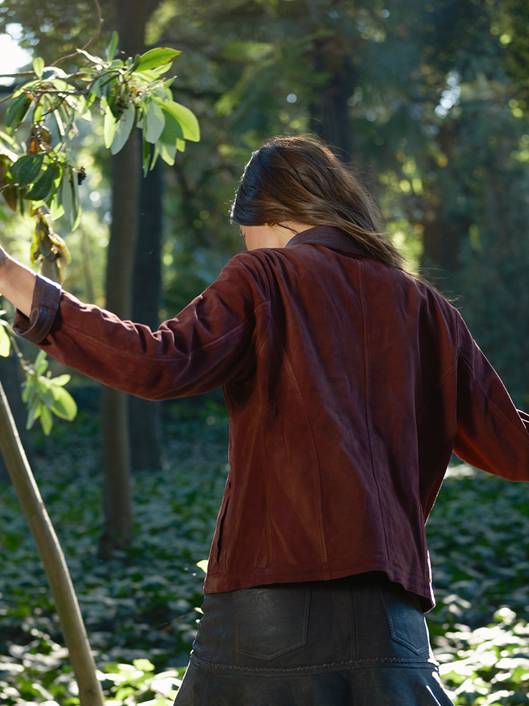 Chaqueta Terra Reversible de Cuero Burdeo