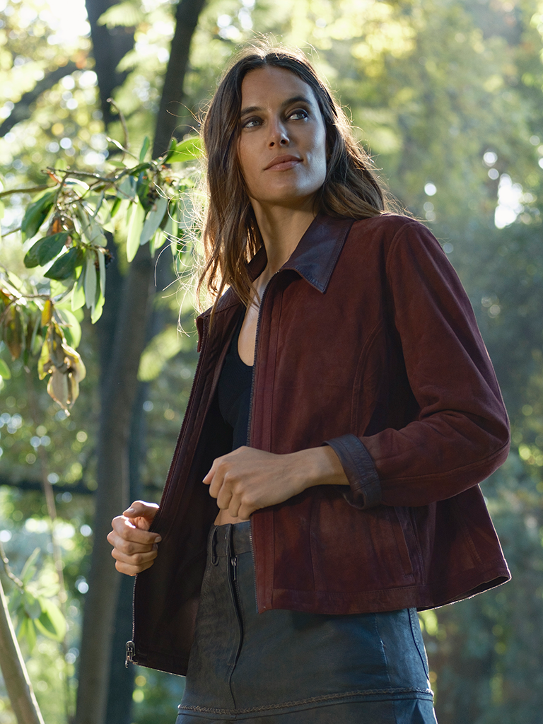 Chaqueta Terra Reversible de Cuero Burdeo
