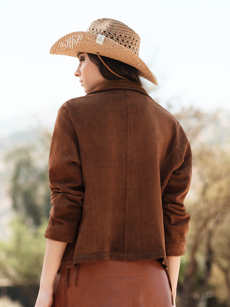 Chaqueta Reversible Terra Cafe - gamuza y cuero