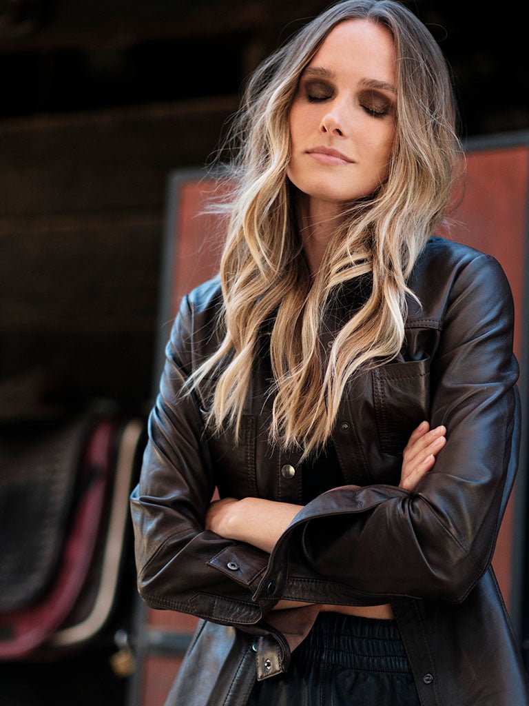 Camisa Cuero Chocolate en cuero premium — BOR Boutique