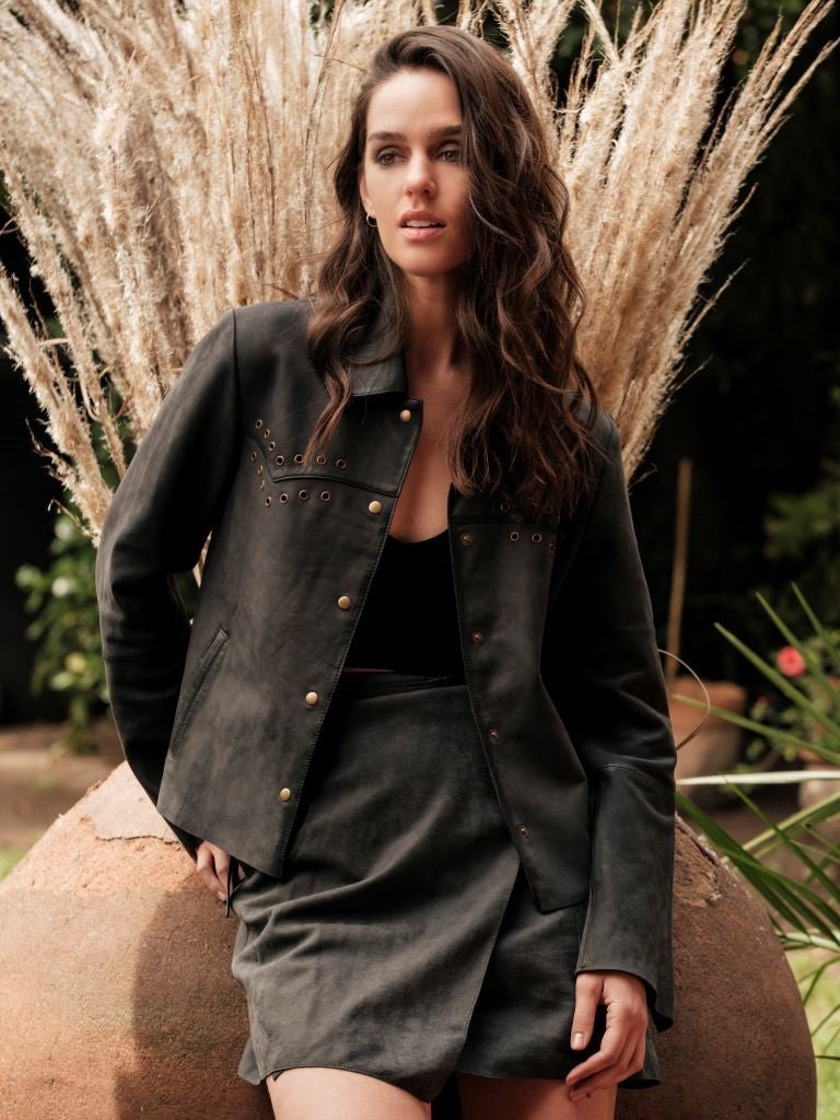 Camisa Gamuza Western Azul - Bor spa