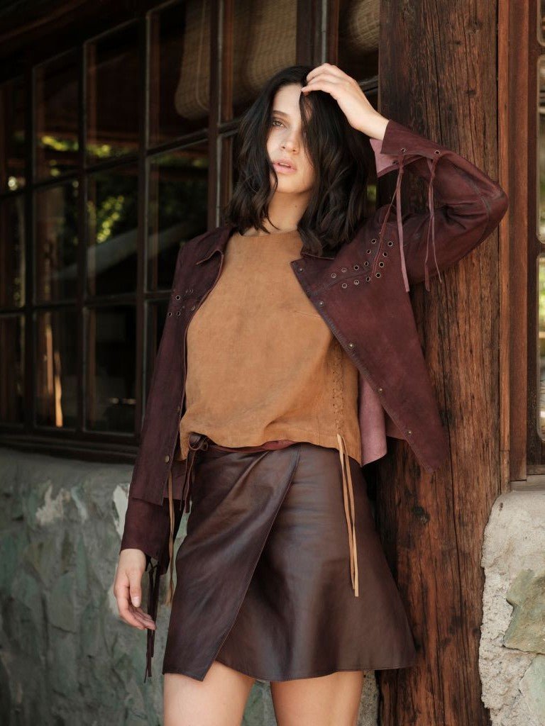 Camisa Gamuza Western Burdeo - Bor spa