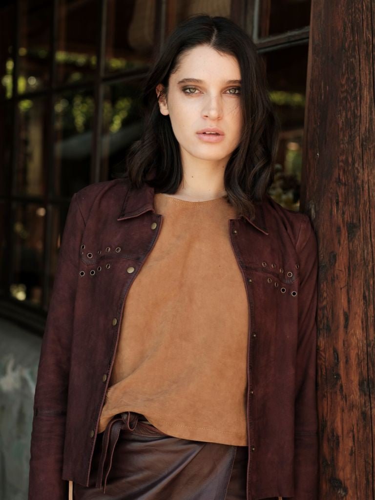 Camisa Gamuza Western Burdeo - Bor spa