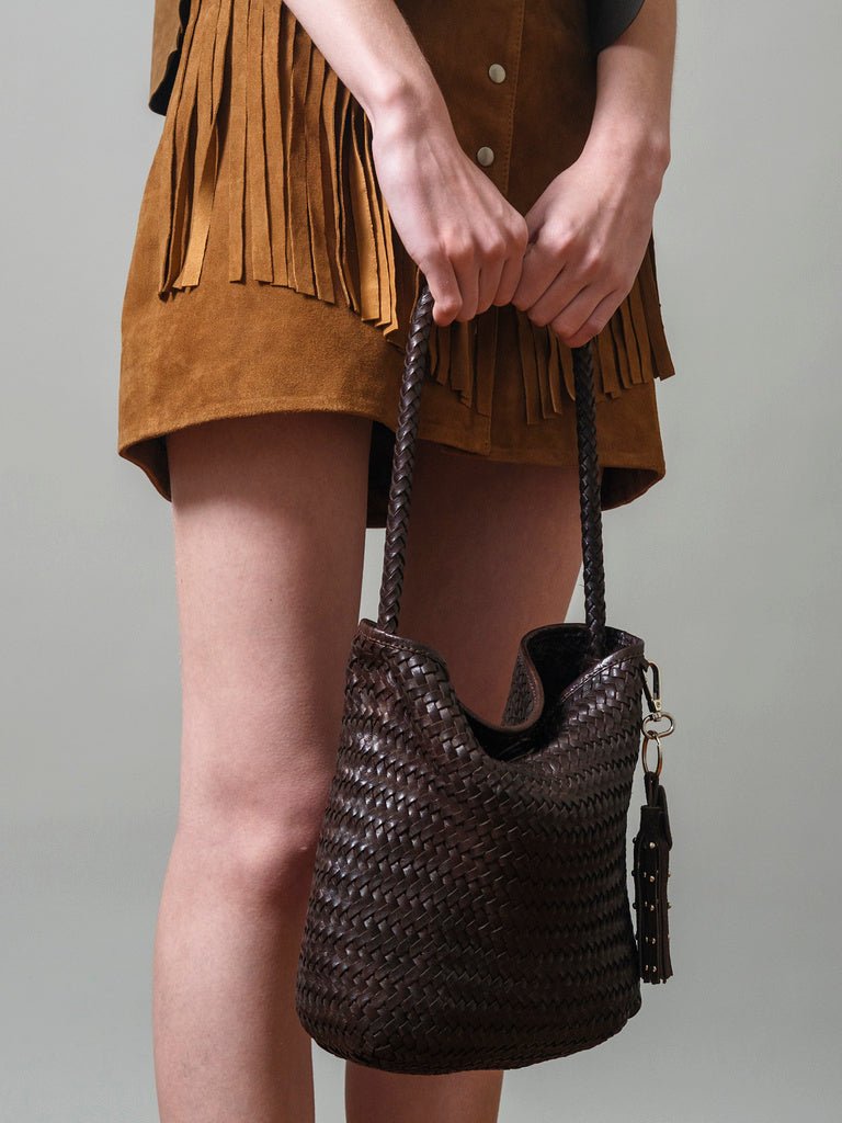 Cartera Cuero Trenzada Color Chocolate - Bor spa