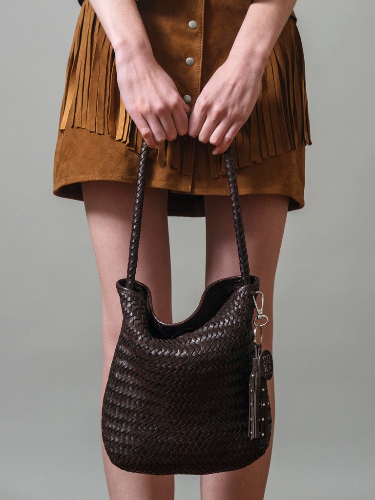 Cartera Cuero Trenzada Color Chocolate - Bor spa