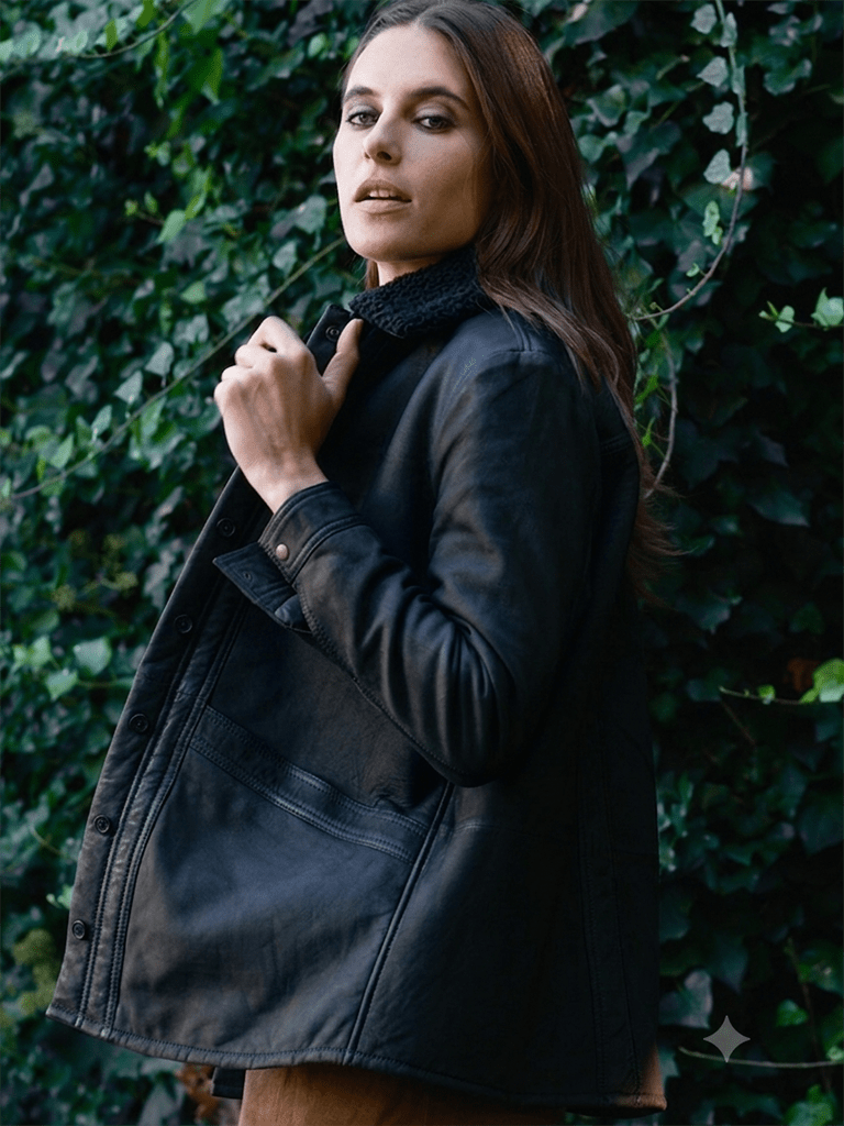 Chaqueta de cuero Mañio Chiporro Color Negro - Bor spa