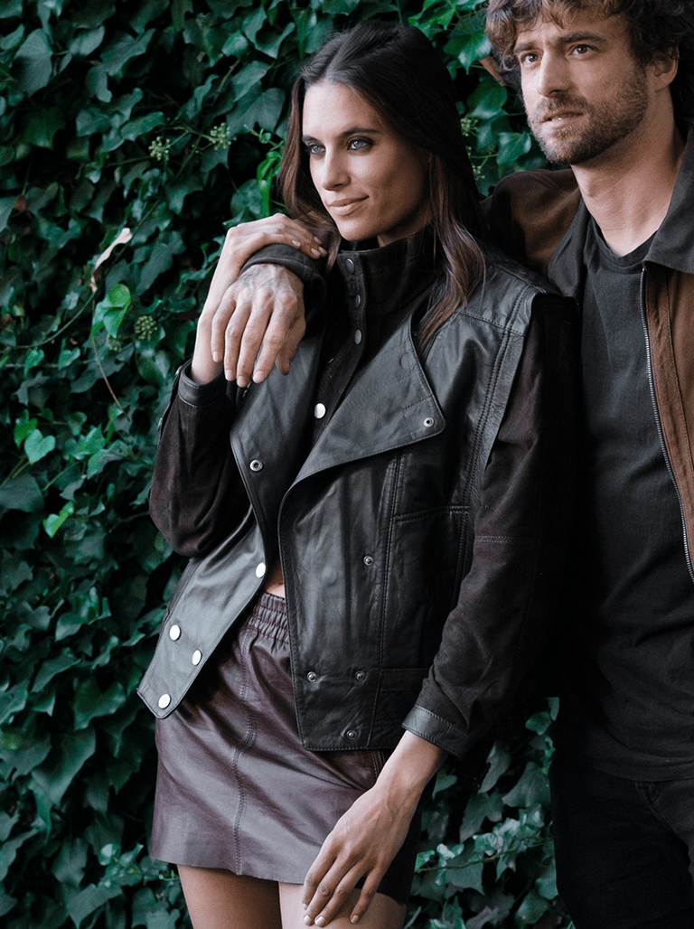 Chaqueta Ivy Cuero y Gamuza Café Vintage - Bor spa