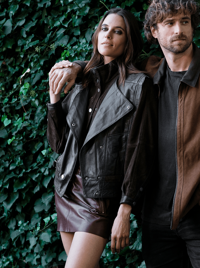 Chaqueta Ivy Cuero y Gamuza Café Vintage - Bor spa