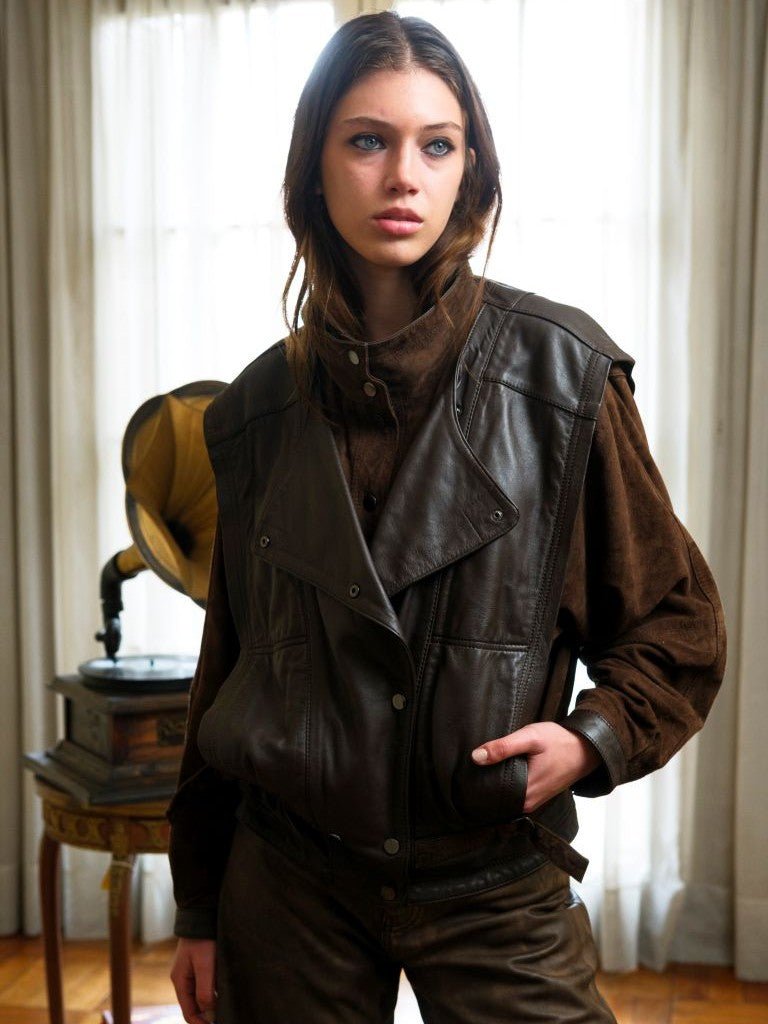Chaqueta Ivy Cuero y Gamuza Café Vintage - Bor spa