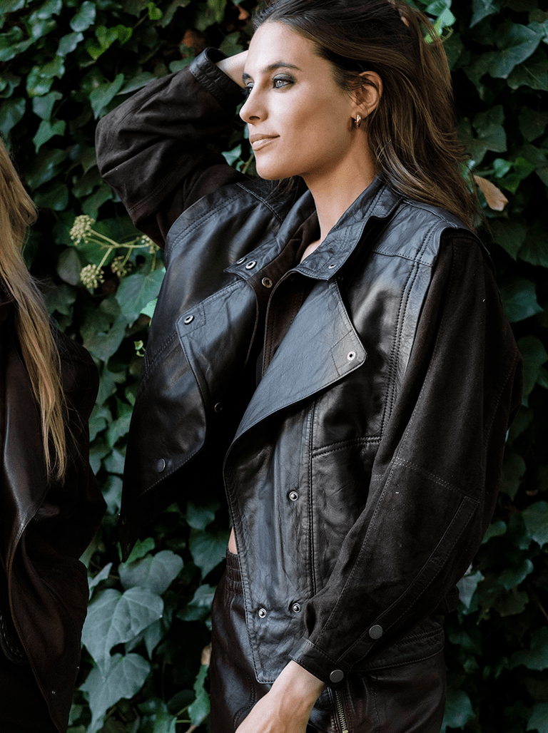 Chaqueta Ivy Cuero y Gamuza Café Vintage - Bor spa