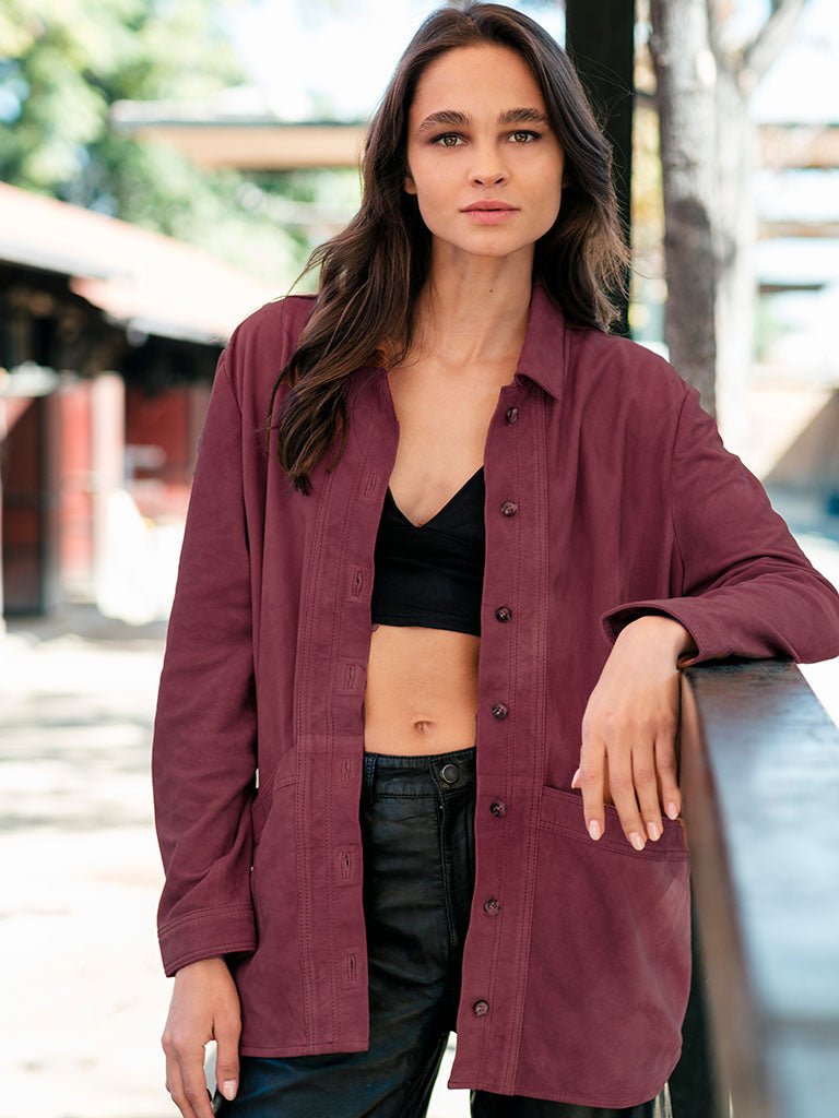 Chaqueta Manio Burdeo en cuero premium — BOR Boutique