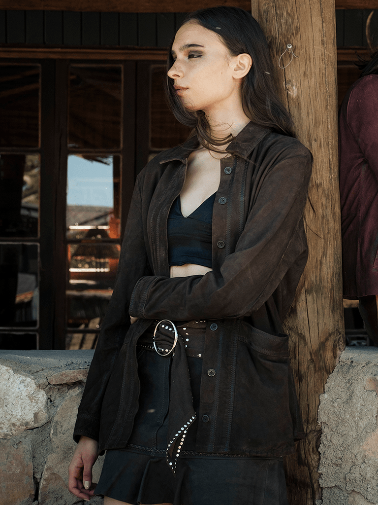 Chaqueta Manio Chocolate en cuero premium — BOR Boutique