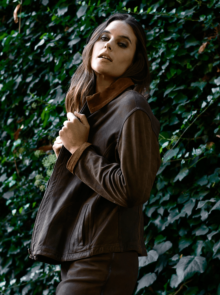 Chaqueta Reversible de Cuero y Gamuza Terra Café - Bor spa