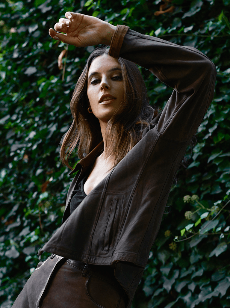 Chaqueta Reversible de Cuero y Gamuza Terra Café - Bor spa