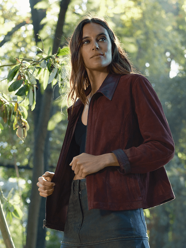 Chaqueta Terra Reversible de Cuero Burdeo - Bor spa