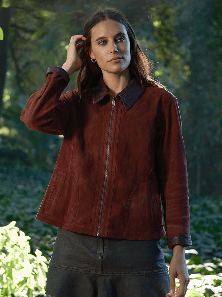 Chaqueta Terra Reversible de Cuero Burdeo - Bor spa
