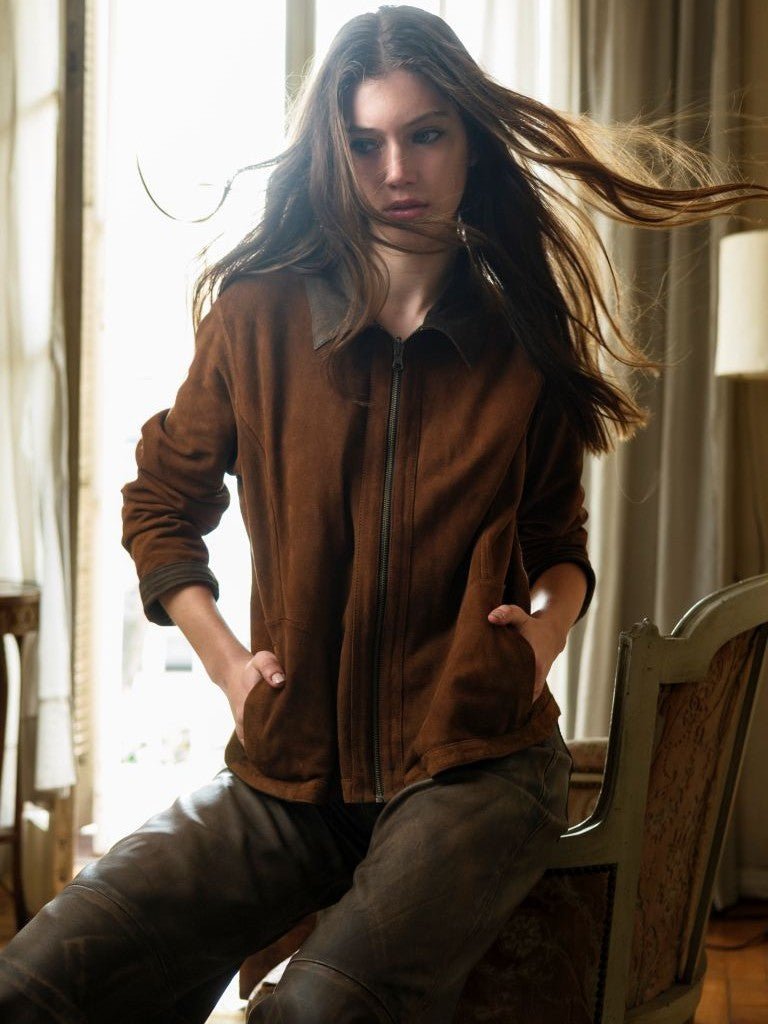 Chaqueta Terra Reversible de Cuero Café - Bor spa