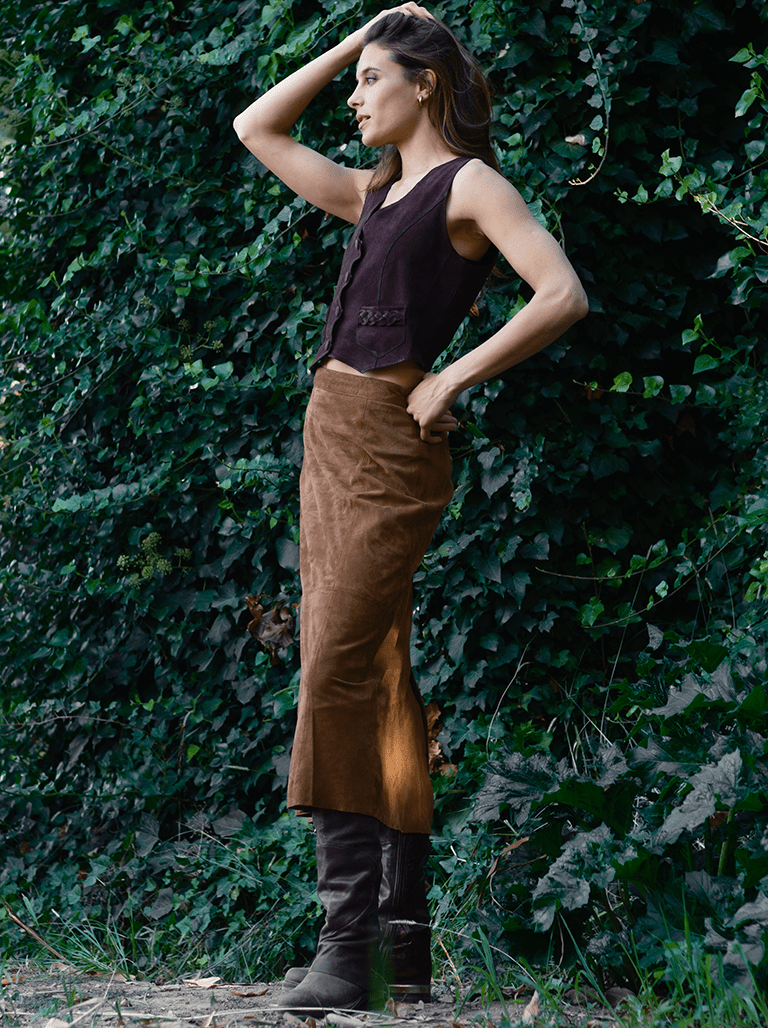Falda de cuero Sierra color Camel