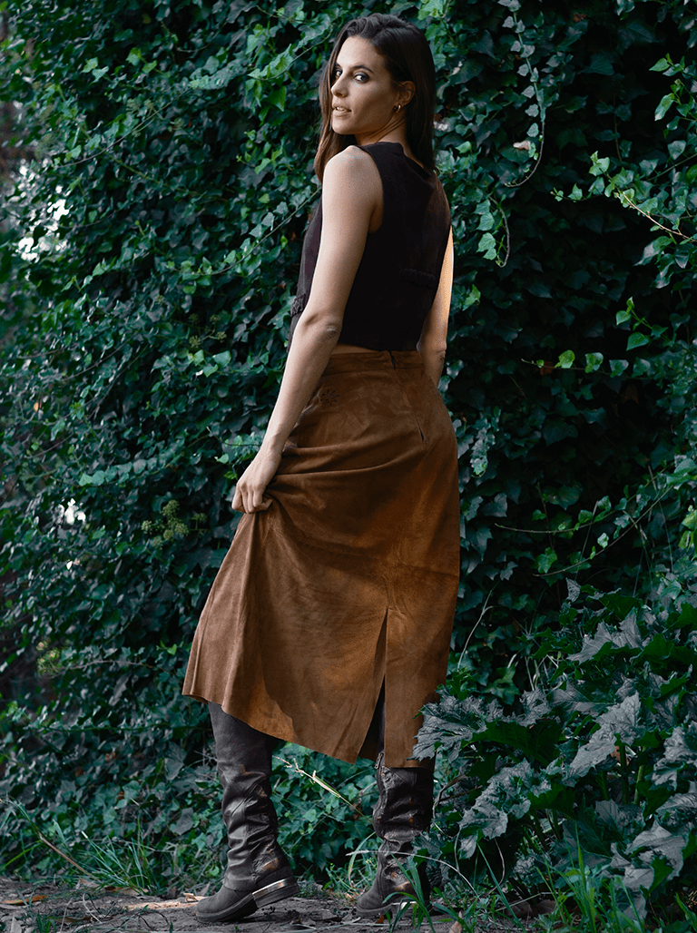 Falda de cuero Sierra color Camel