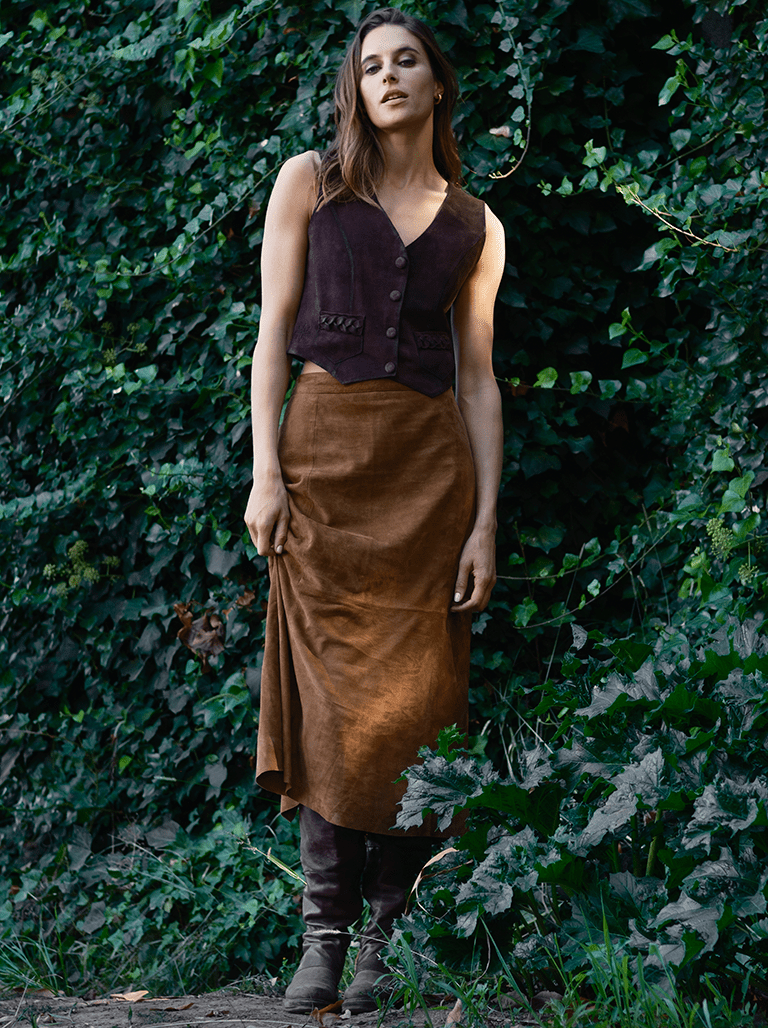 Falda de cuero Sierra color Camel