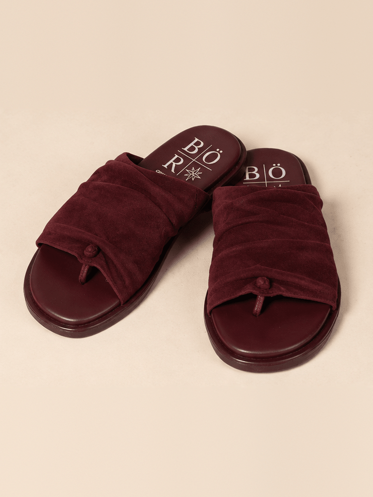 Sandalias Gamuza Cuarzo Burdeo - Bor spa