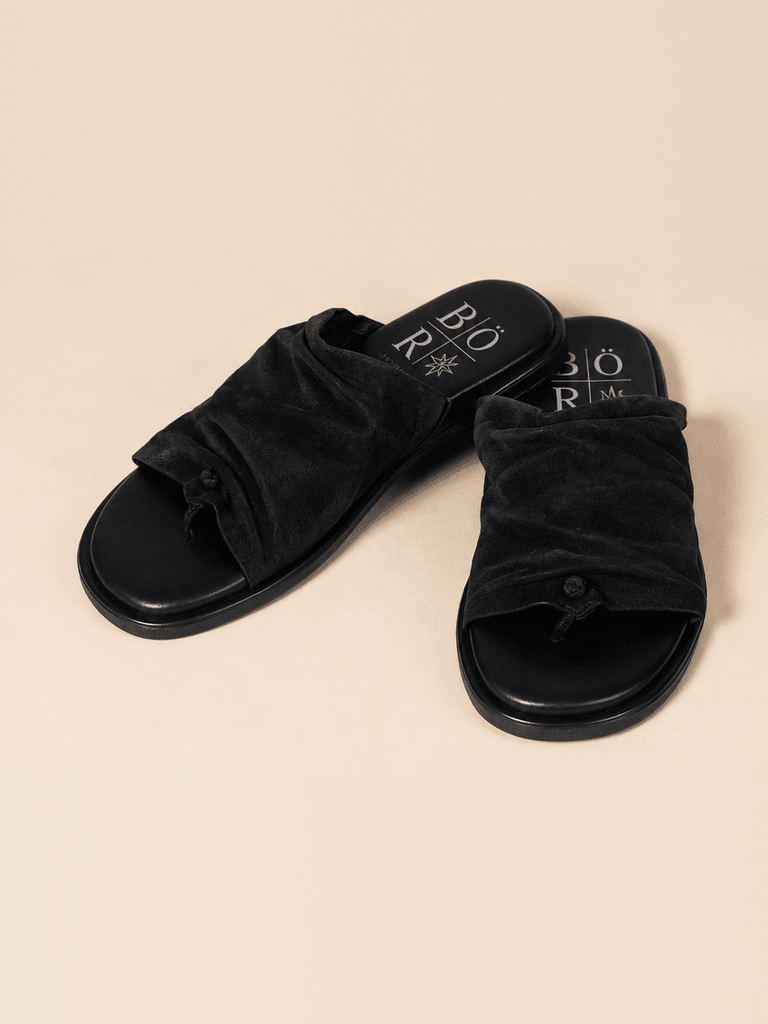 Sandalias Gamuza Cuarzo Negra - Bor spa