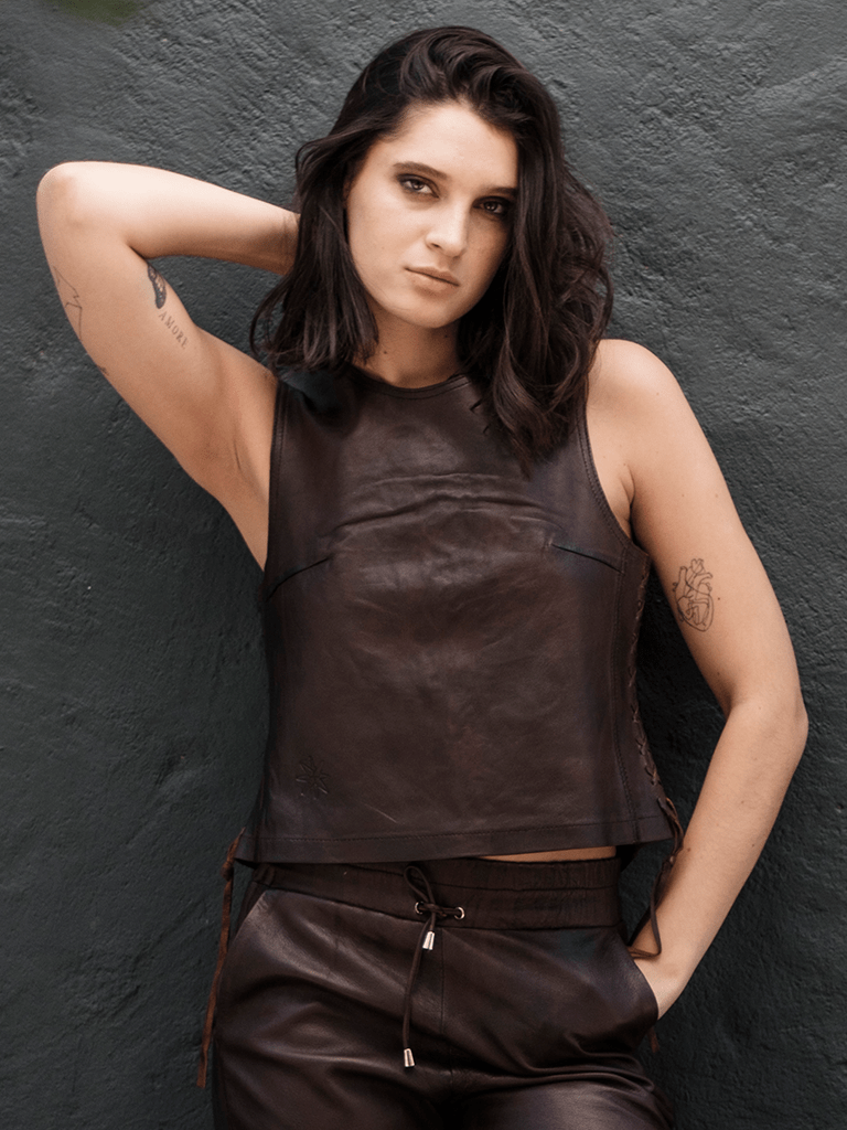 Top Cuero Sabina Sedona Burdeo en cuero premium — BOR Boutique