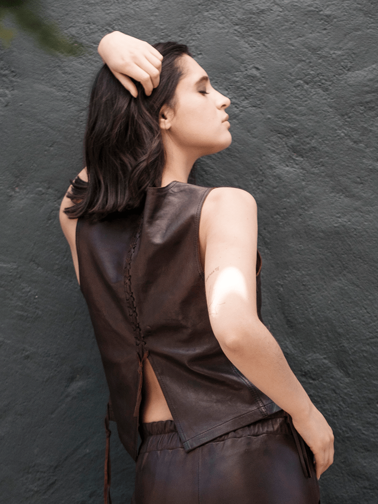 Top Cuero Sabina Sedona Burdeo en cuero premium — BOR Boutique