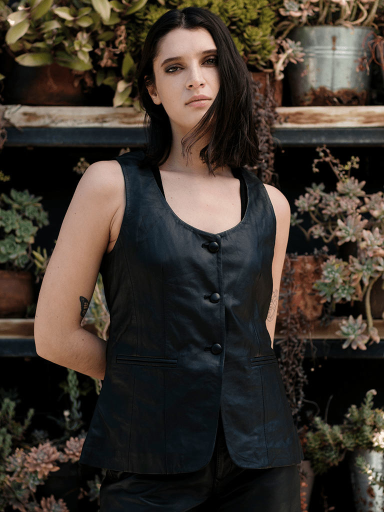 Bolero De Cuero Jasper Negro en cuero premium — BOR Boutique